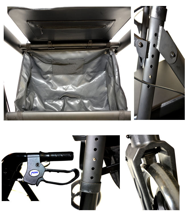 MOBB Bariatric Aluminum Folding Rollator details - Black