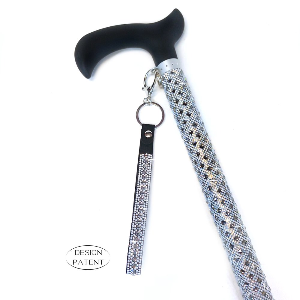 Adjustable aluminum cane with sparkling design