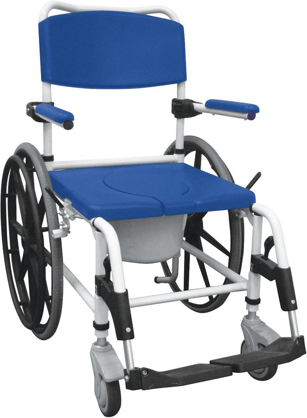 Drive Aluminum Rehab Shower Commode Chair with 24" Rear Wheels
