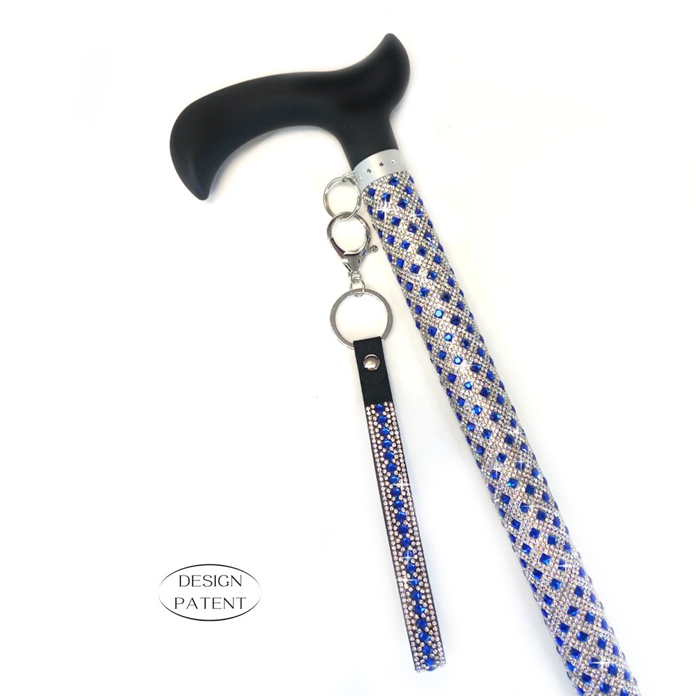 Adjustable aluminum cane with sparkling design