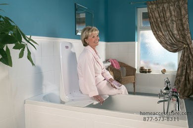 Woman getting onto Archimedes Bath Lift