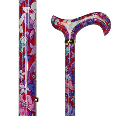 Designer's Adjustable Cane 7/8" Shaft/Red Flowers