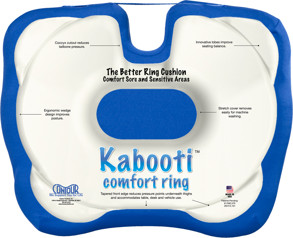 Contour Products Kabooti Coccyx Foam Seat Cushion, Navy, Large – RIO  Medical Supplies