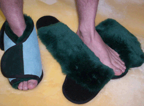 Australian Sheepskin Apparel Pressure Care Slippers, Open Toe with rubber sole